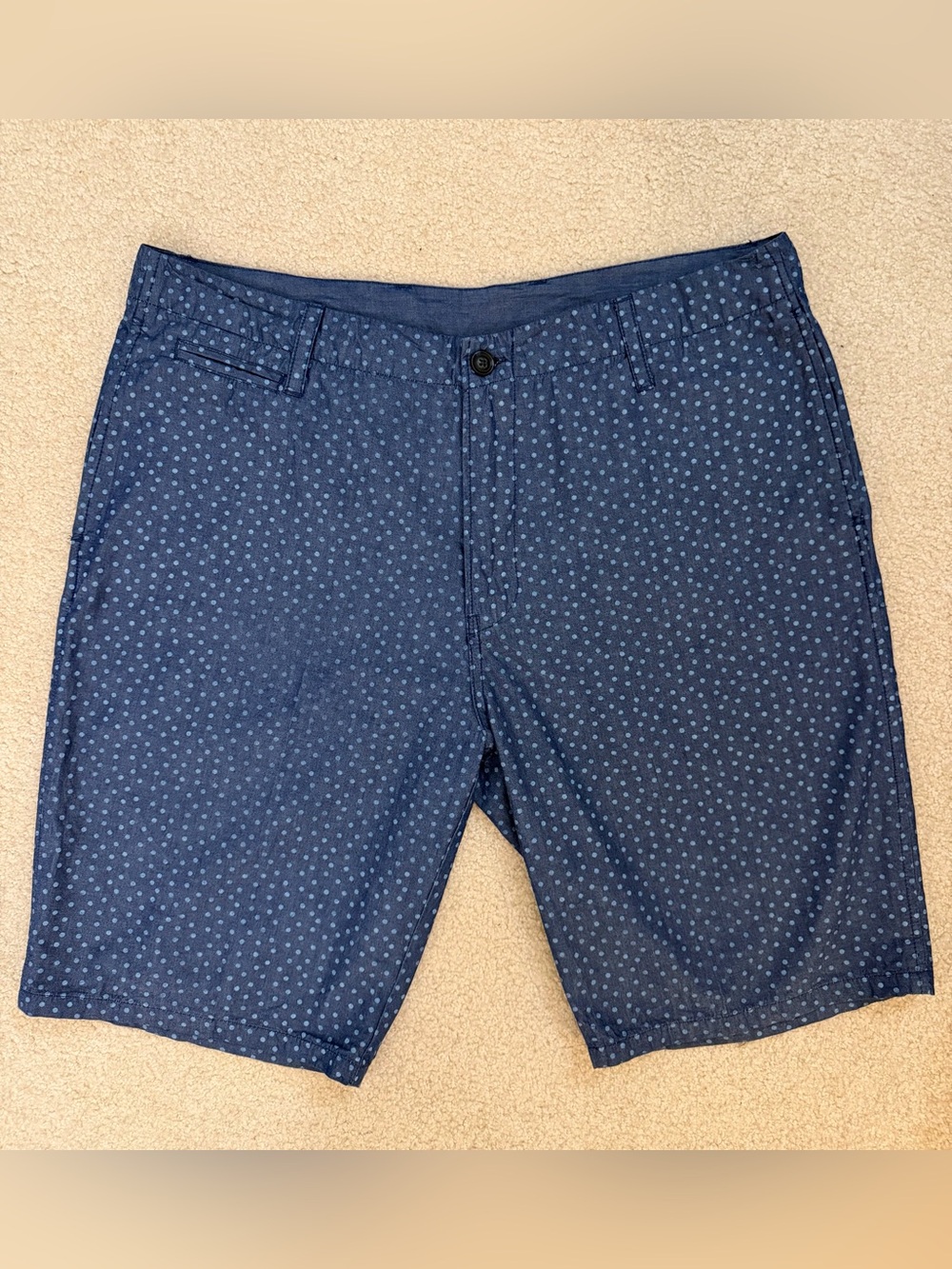 Toscano Flat Front Casual Shorts with Micro Dots Print, Size: 36